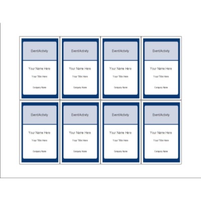 Blue Border Name Badge Insert, 8 Per Sheet - Tall