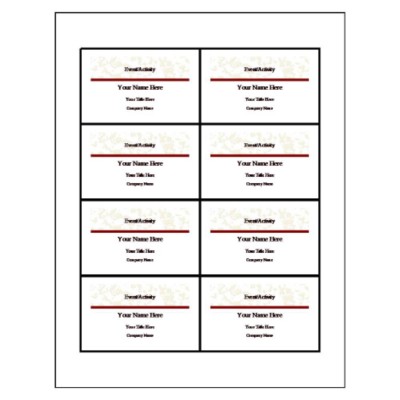 Celebration Name Badge Insert, Maroon Border, 8 per sheet