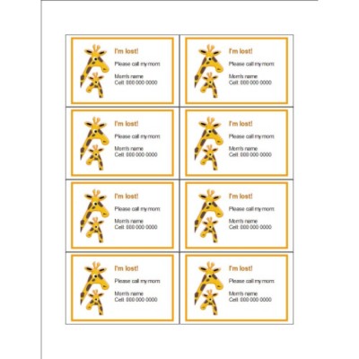Mom and Baby Giraffe Name Badge Insert, 8 per sheet