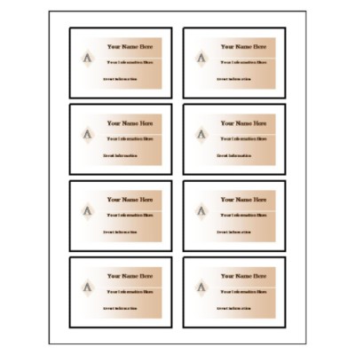 Beige Design Name Badge Label, 8 per sheet
