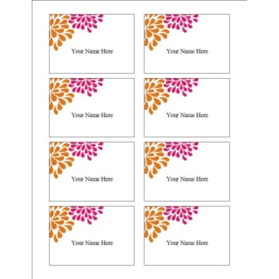 Wedding Shower Pink & Orange Flowers Name Badge Label, 8 per sheet