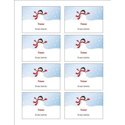 Frosty Snowman Name Badge Label, 8 per sheet