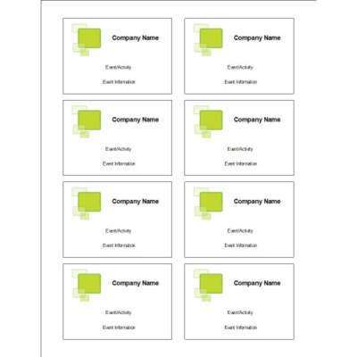 Green Squares Name Badge Label, 8 per sheet