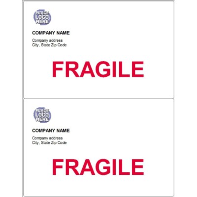 Basic Shipping Label with Fragile, 2 per sheet