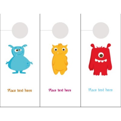 Cute Monsters Closet or Door Hangers, 3 per sheet