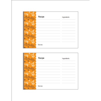 Autumn Colors Recipe Card on Postcards, 2 per sheet
