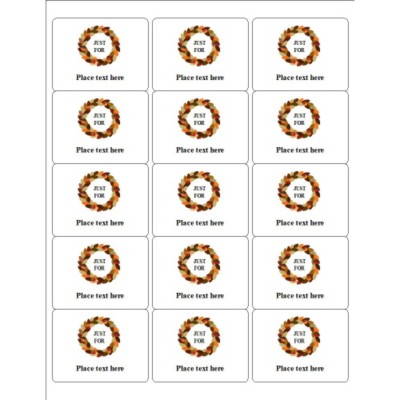 Acorn Wreath ID Labels, 15 per sheet