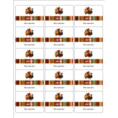 Elegant Turkey ID Labels, 15 per sheet