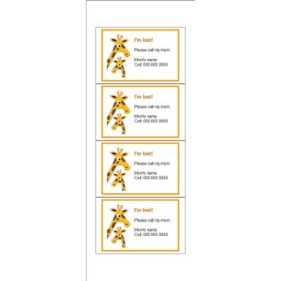 Mom and Baby Giraffe Name Badge Insert, 4.25 x 11, 4 per sheet