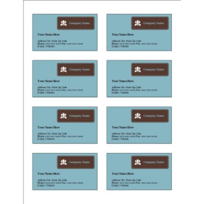 Classic Teal and Brown Business Card, 8 per sheet