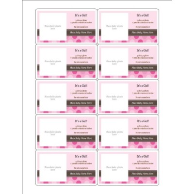 It's a Girl! Pink Dots Birth Announcement Magnets, 10 per sheet
