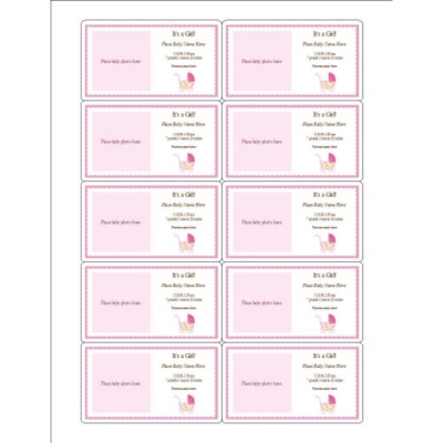 It's a Girl! Pink Baby Buggy Birth Announcement Magnets, 10 per sheet