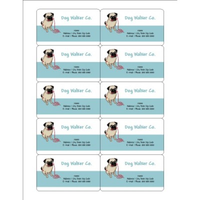 Cute Pug Dog Magnetic Business Card, 10 per sheet