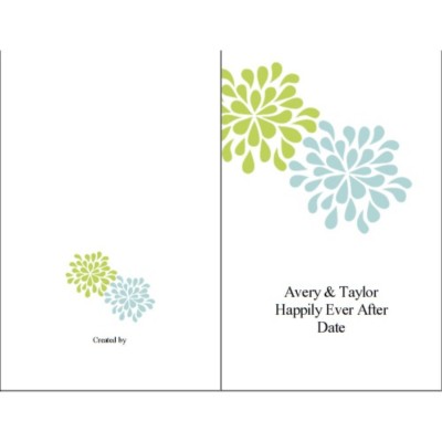 Wedding Shower Blue & Green Flowers Half-Fold Greeting Card - Tall, 1 per sheet