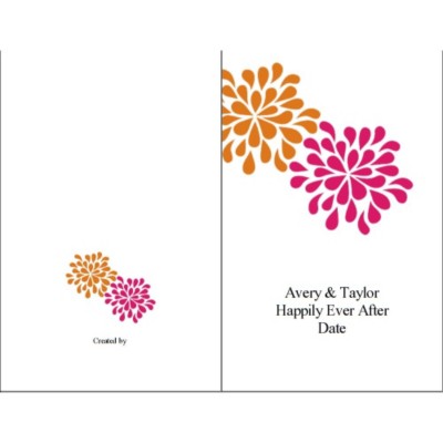 Wedding Shower Pink & Orange Flowers Half-Fold Greeting Card - Tall, 1 per sheet