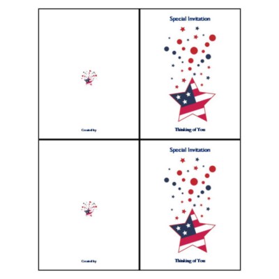 Patriotic Note Card - Tall, 2 per sheet