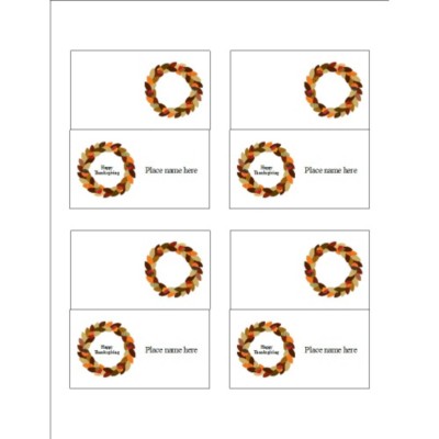 Acorn Wreath Small Tent Card, 4 per sheet