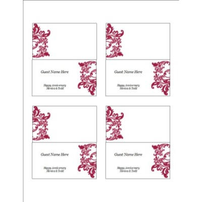 Elegant Flourish Small Tent Card ,4 per sheet