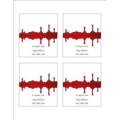 Halloween Dripping Blood Small Tent Cards, 4 per sheet