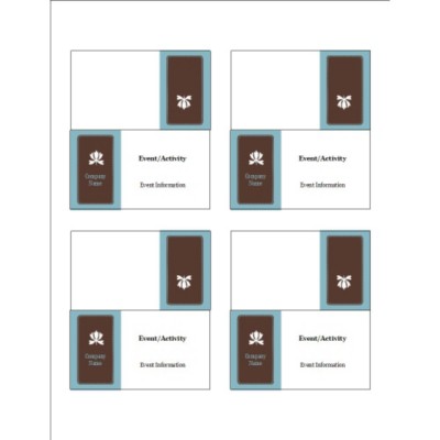 Classic Teal and Brown Small Tent Card, 4 per sheet