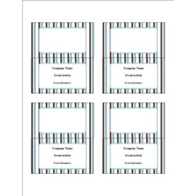 Classic Teal and Brown Stripes Small Tent Card, 4 per sheet