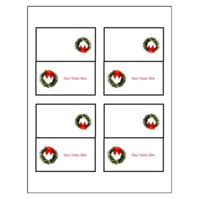 Christmas Wreath Small Tent Card, 4 per sheet