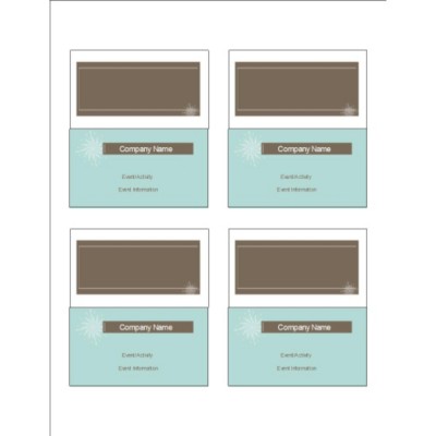 Turquoise and Brown Small Tent Cards, 4 per sheet