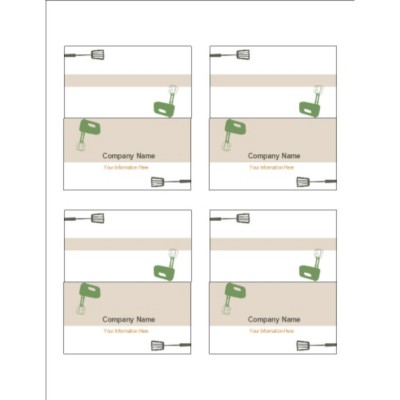 Kitchen Utensils Small Tent Cards, 4 per sheet