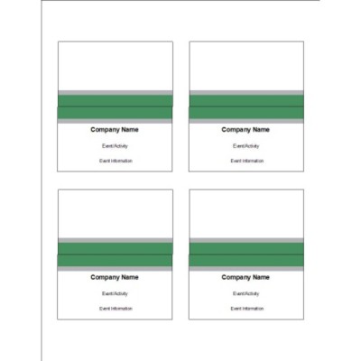 Green and Grey Bar Top Small Tent Cards, 4 per sheet