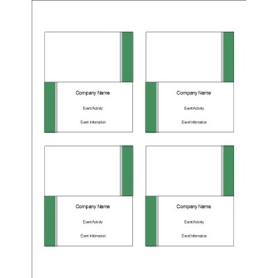 Green and Grey Bar Side Small Tent Cards, 4 per sheet