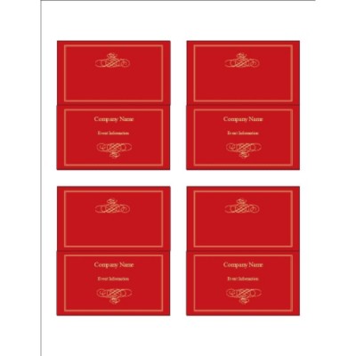 Elegant Swirl Design Small Tent Cards, 4 per sheet