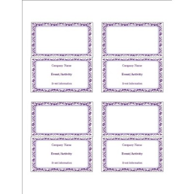 Classic Purple Pattern Small Tent Card, 4 per sheet
