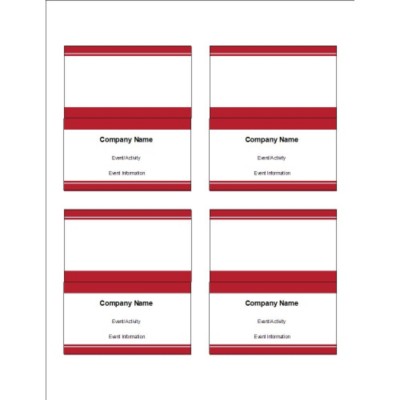 Red Bars Small Tent Cards, 4 per sheet