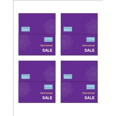 Purple Background Small Tent Cards, 4 per sheet