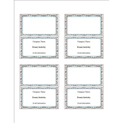 Classic Teal and Brown Pattern Small Tent Card, 4 per sheet
