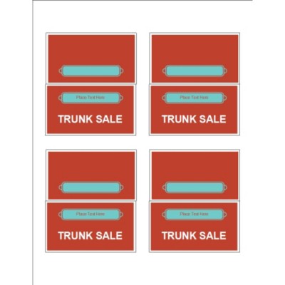 Bright Red Design Small Tent Cards, 4 per sheet