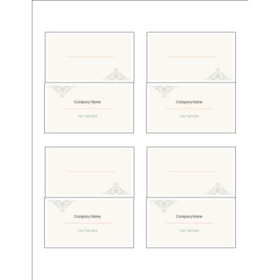 Scroll Design Small Tent Cards, 4 per sheet