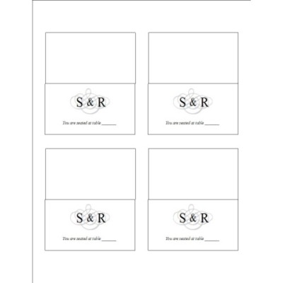 Wedding Monogram Placecard, 4 per sheet