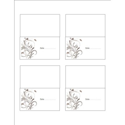 Wedding Elegant Swirls Placecard, 4 per sheet
