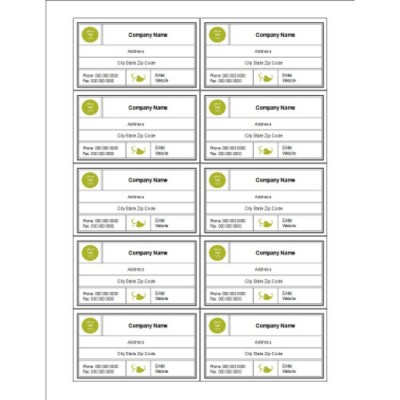 Modern Green Leaf Business Cards, 10 per sheet