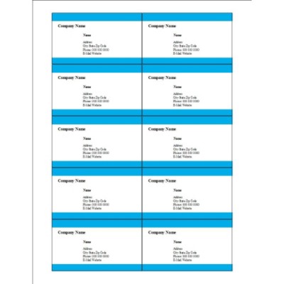 Blue Bars Business Cards, 10 per sheet