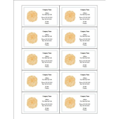 Orange Flower Business Cards, 10 per sheet