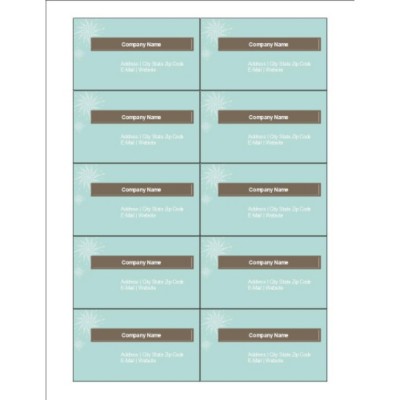 Turquoise and Brown Business Cards, 10 per sheet