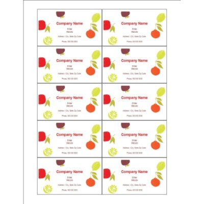 Fruits Design Business Cards, 10 per sheet