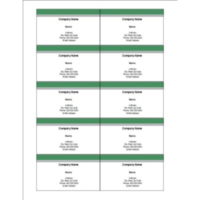 Green and Grey Bar Top Business Cards, 10 per sheet