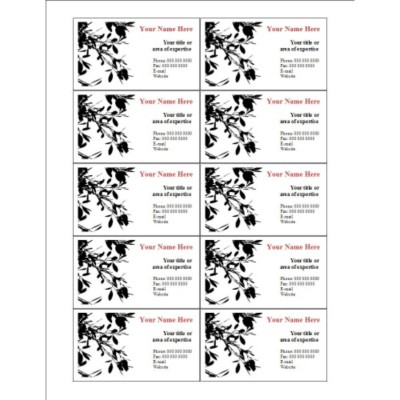 Black Leaves Business Card, 10 per sheet
