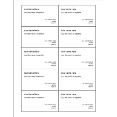 Basic Text Left Align Business Card, 10 per sheet