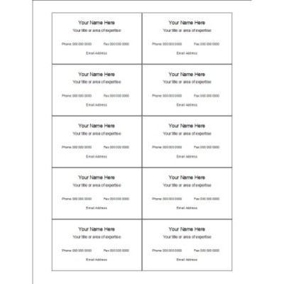 Basic Text Business Card, 10 per sheet