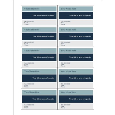 Blue and Gray Bars Business Card, 10 per sheet
