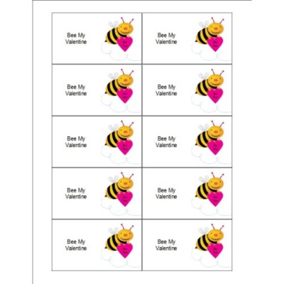 Bee My Valentine on Business Cards, 10 per sheet